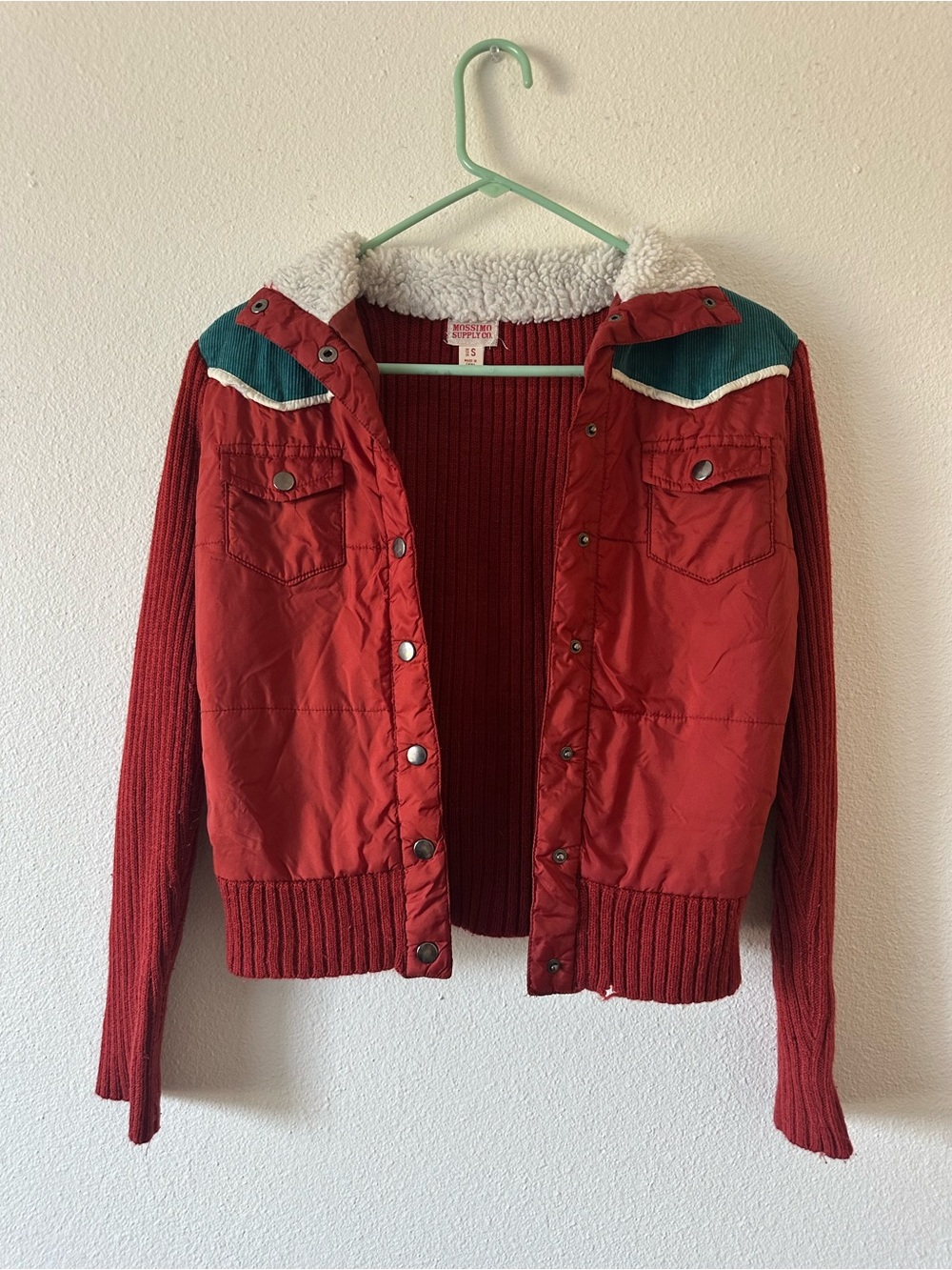 Mossimo Supply Co Red/Orange Sherpa Knit Western Jacket Size S